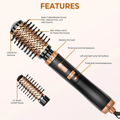 WOW WOW CURLS™ 2 in 1 Hair Dryer Brush